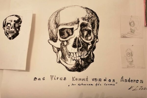 116_Ronald Zechner_COVID Totenkopf_Kulli-Zeichnung_2020 (WEB)