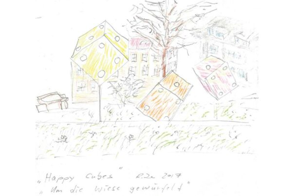 64_Ronald Zechner_Happy Cubes, um die Wiese gewürfelt_Zeichnung auf Papier_15x20_2017 (WEB)