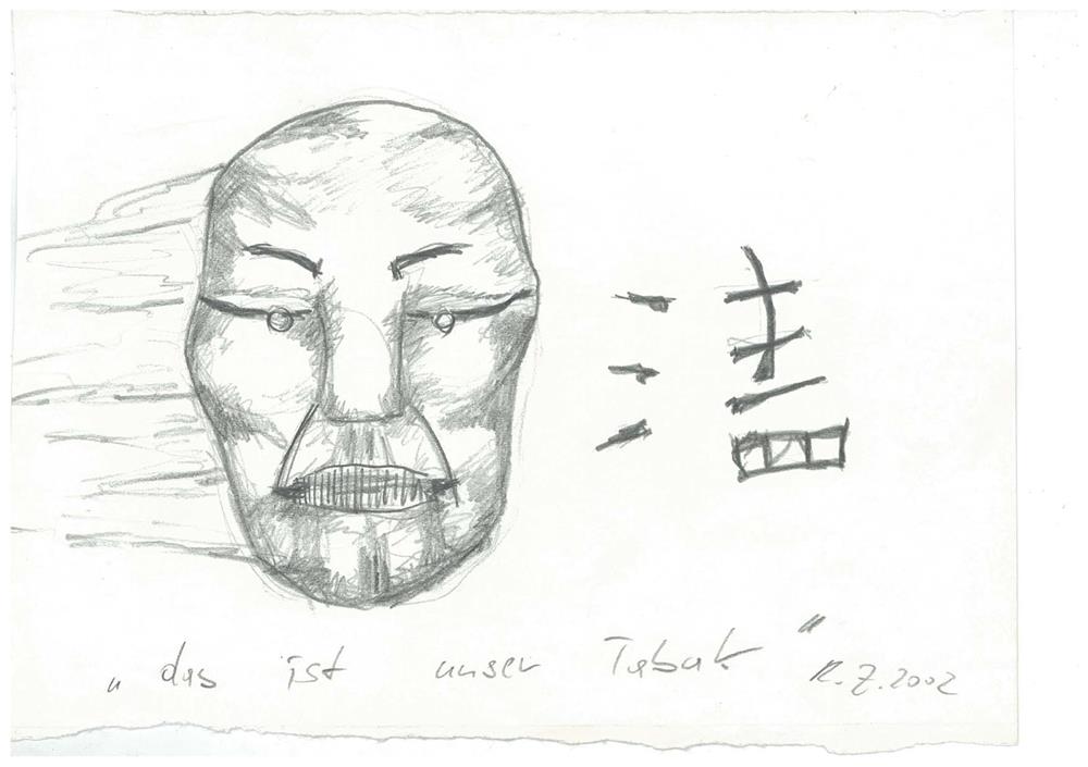Ronald Zechner_dies ist unser Tabak-Bleistift-Zeichnung auf Papier_15x21_2002 (WEB)