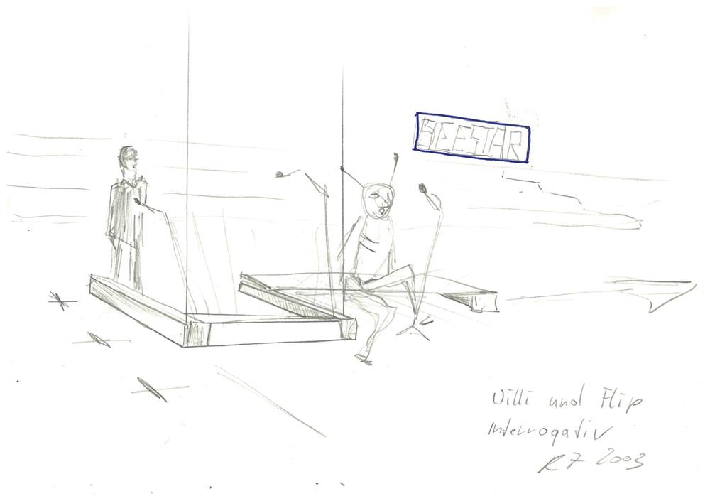 86__Ronald Zechner_Willi und Flip Interrogativ_Bleistift-Zeichnung auf Papier_15x21_2003 (WEB)
