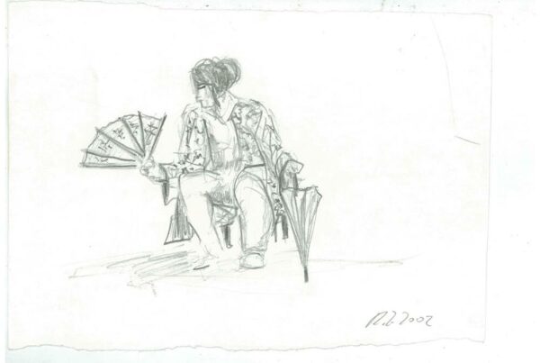 2002 - Schauspielerstudie - Volkstheater - Bleistift-Zeichnung auf Papier_15x21