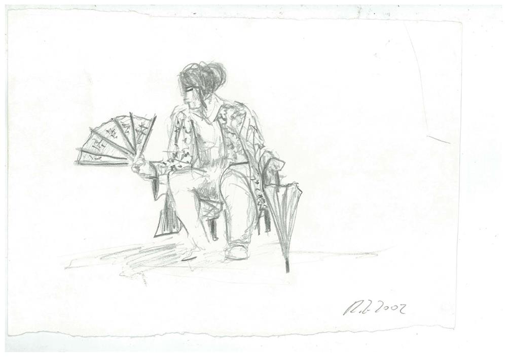 2002 - Schauspielerstudie - Volkstheater - Bleistift-Zeichnung auf Papier_15x21