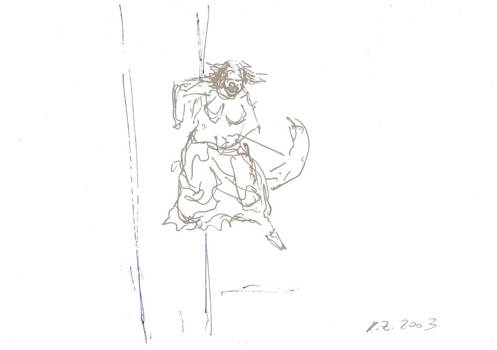 2003 - Schauspielerstudie Burgtheater - Zeichnung auf Papier_15x21